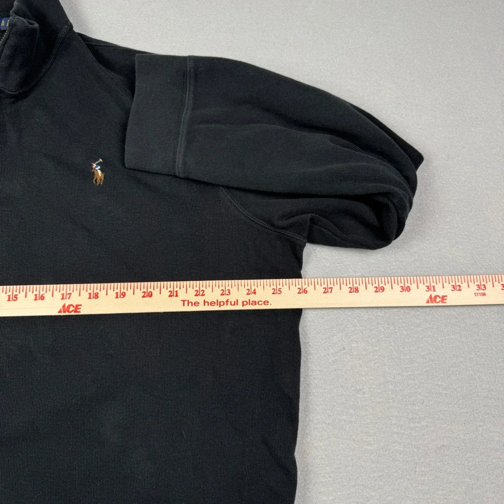 Polo Ralph Lauren Mens XL Estate Rib Quarter Zip Pullover Black Cotton Sweater